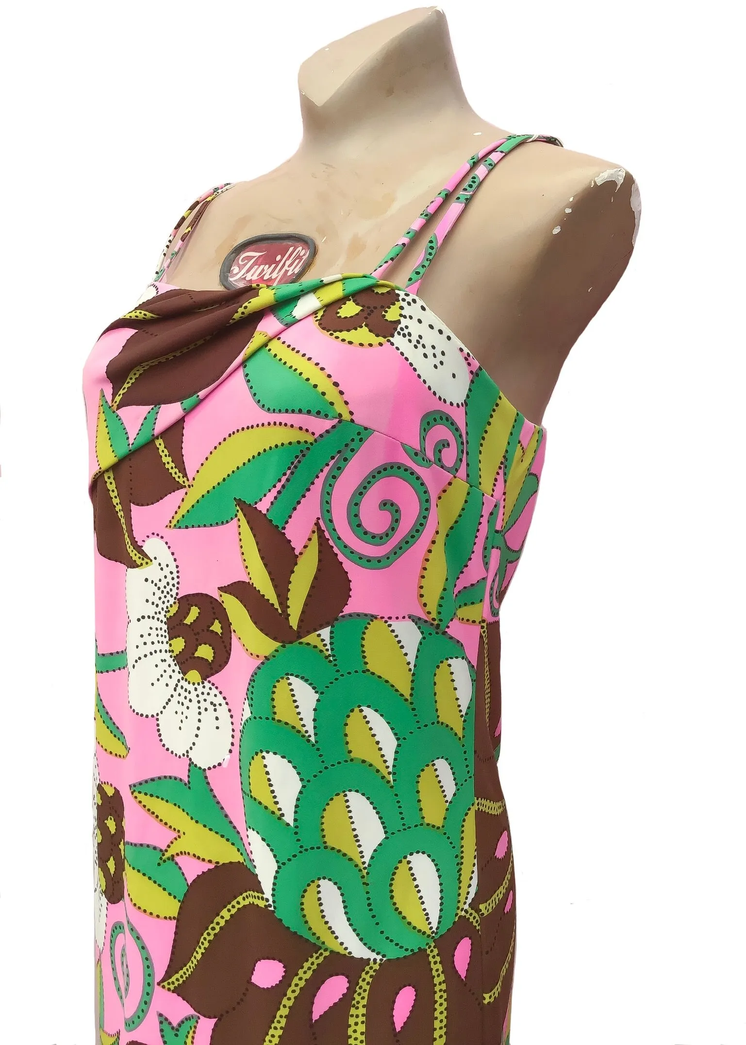 1960s Vintage Psychedelic Maxi Swim Dress by Elisabeth Stewart California