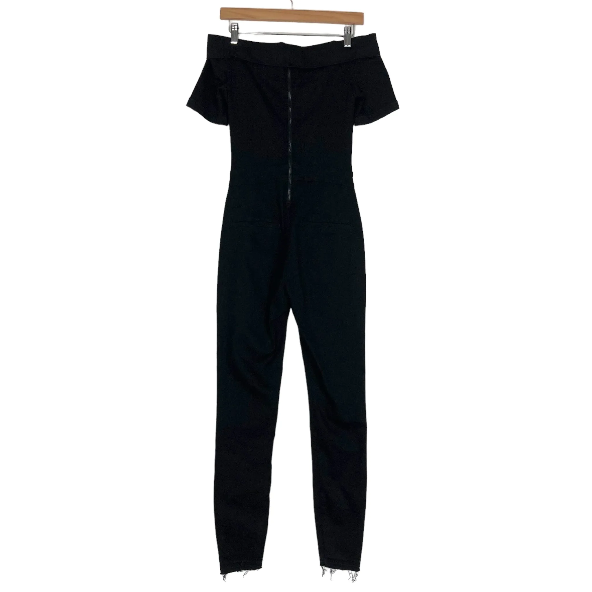 3x1 Black Denim Off the Shoulder Jumpsuit- Size XS