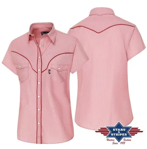 A-17 Alice Pink Ladies Western Blouse