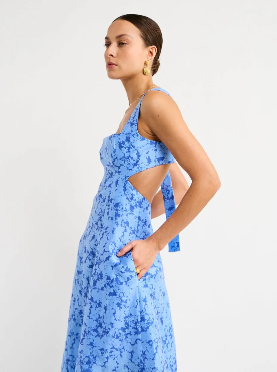 Acler Pennant Dress in Blue Iris Print