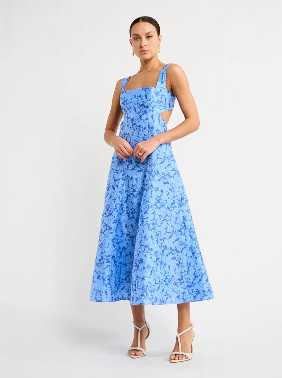 Acler Pennant Dress in Blue Iris Print