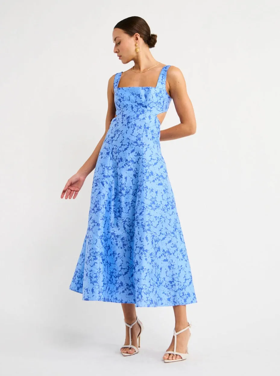 Acler Pennant Dress in Blue Iris Print