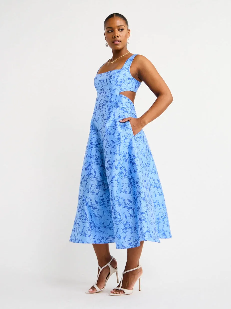 Acler Pennant Dress in Blue Iris Print