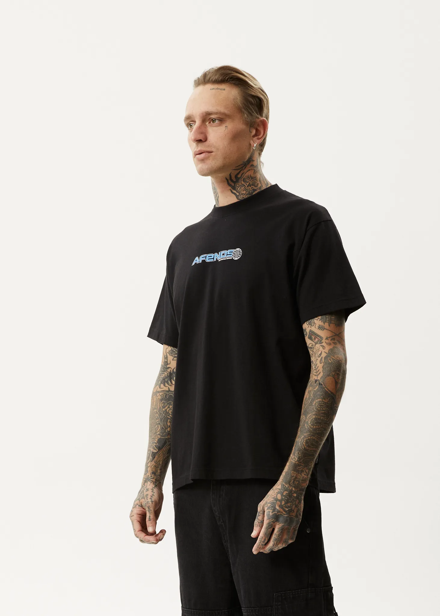 AFENDS Mens Pilot - Boxy T-Shirt - Black