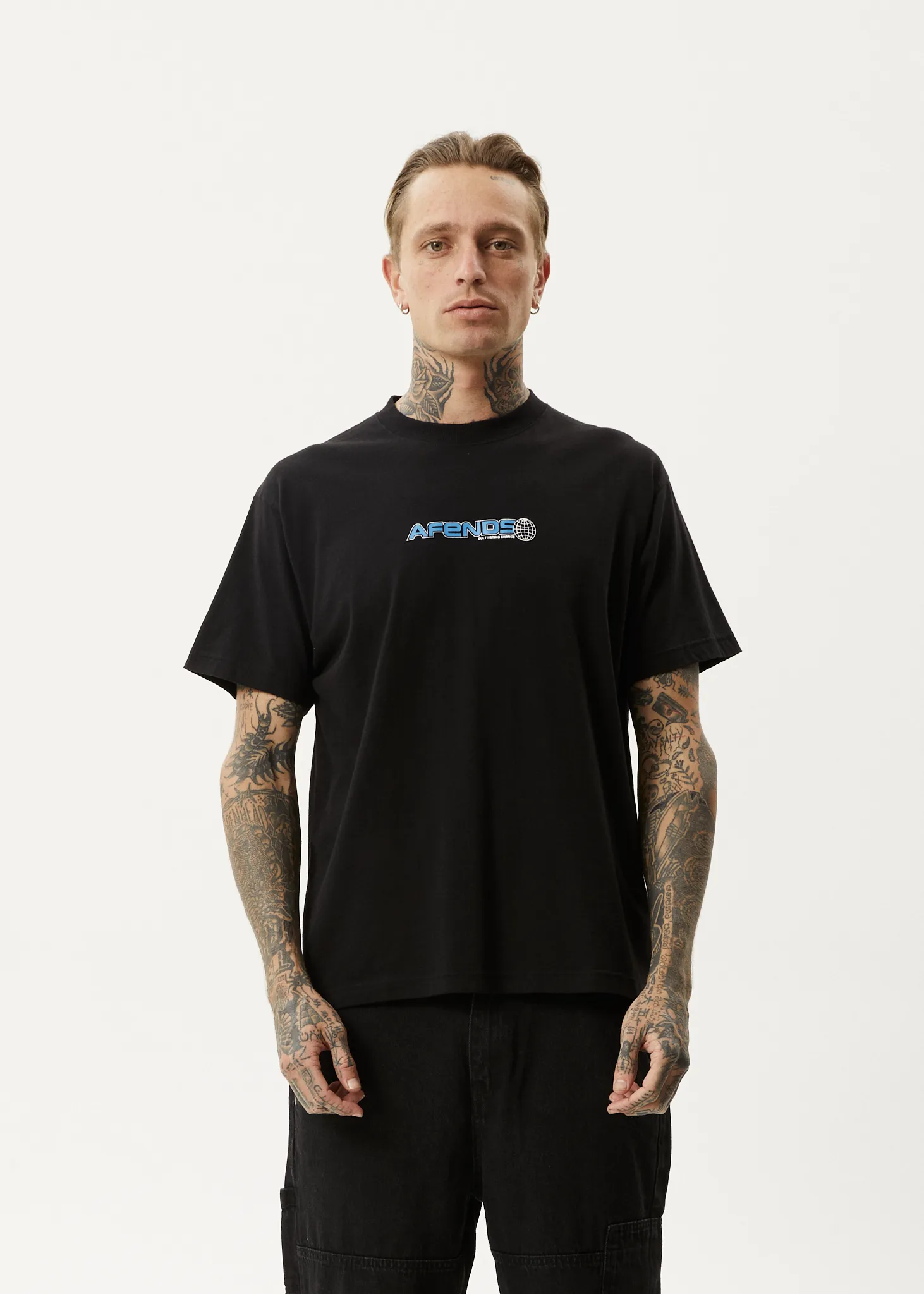 AFENDS Mens Pilot - Boxy T-Shirt - Black