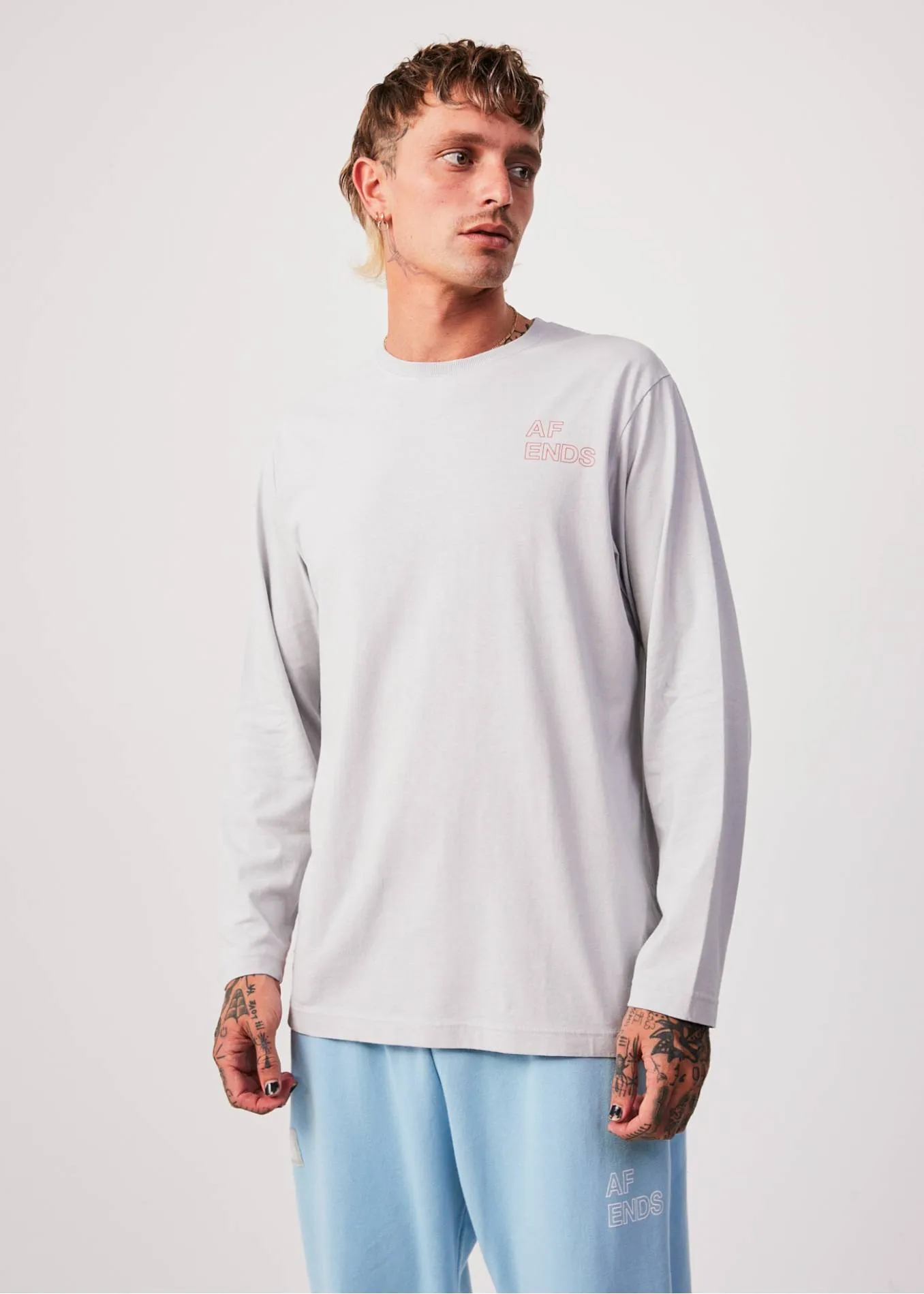 AFENDS Unisex Conditional - Unisex Oversized Long Sleeve T-Shirt - Smoke