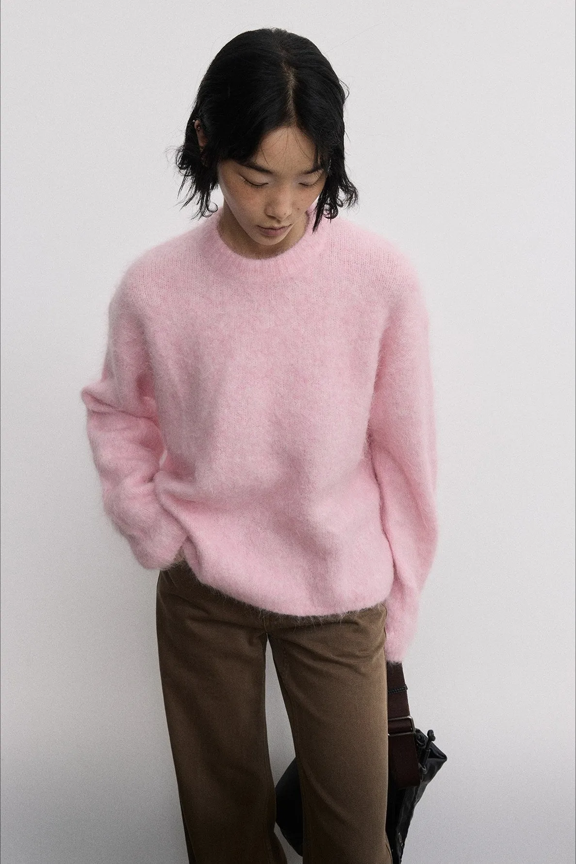 Alpaca wool blended long hair sweater | 6 color