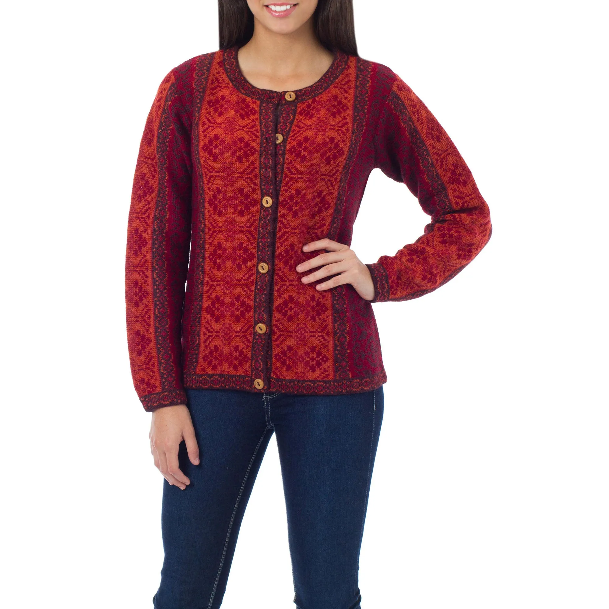 Andean Alpaca Poinsettia Alpaca Sweater