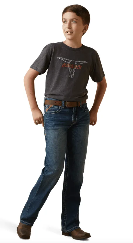 Ariat Boy's Steer Charcoal Heather Tee 10044750