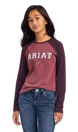 Ariat Youth Girl's Varsity Mulberry Long Sleeve Tee 10041249