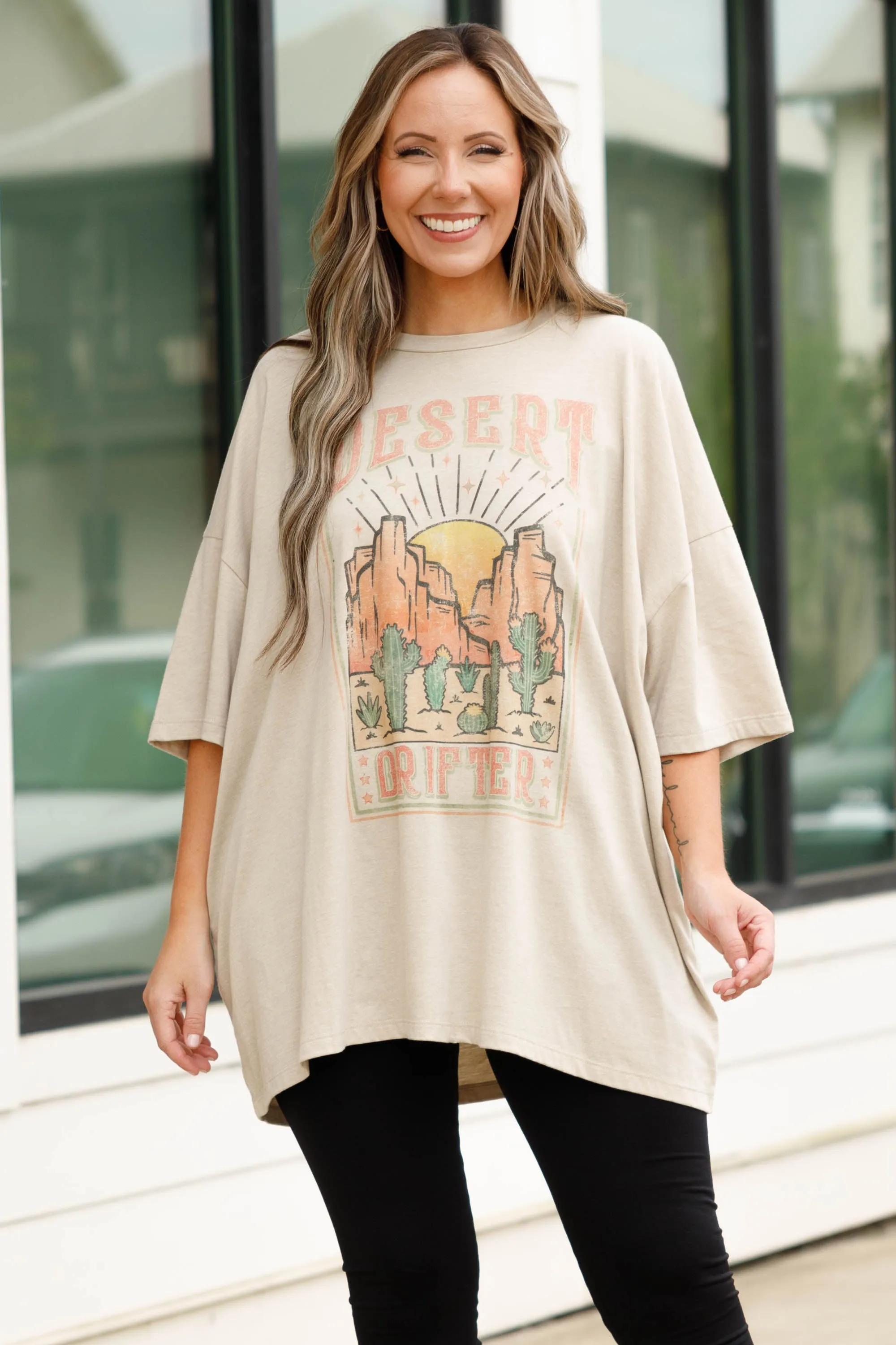 Arizona Plateau Boyfriend Tee, Heather Beige