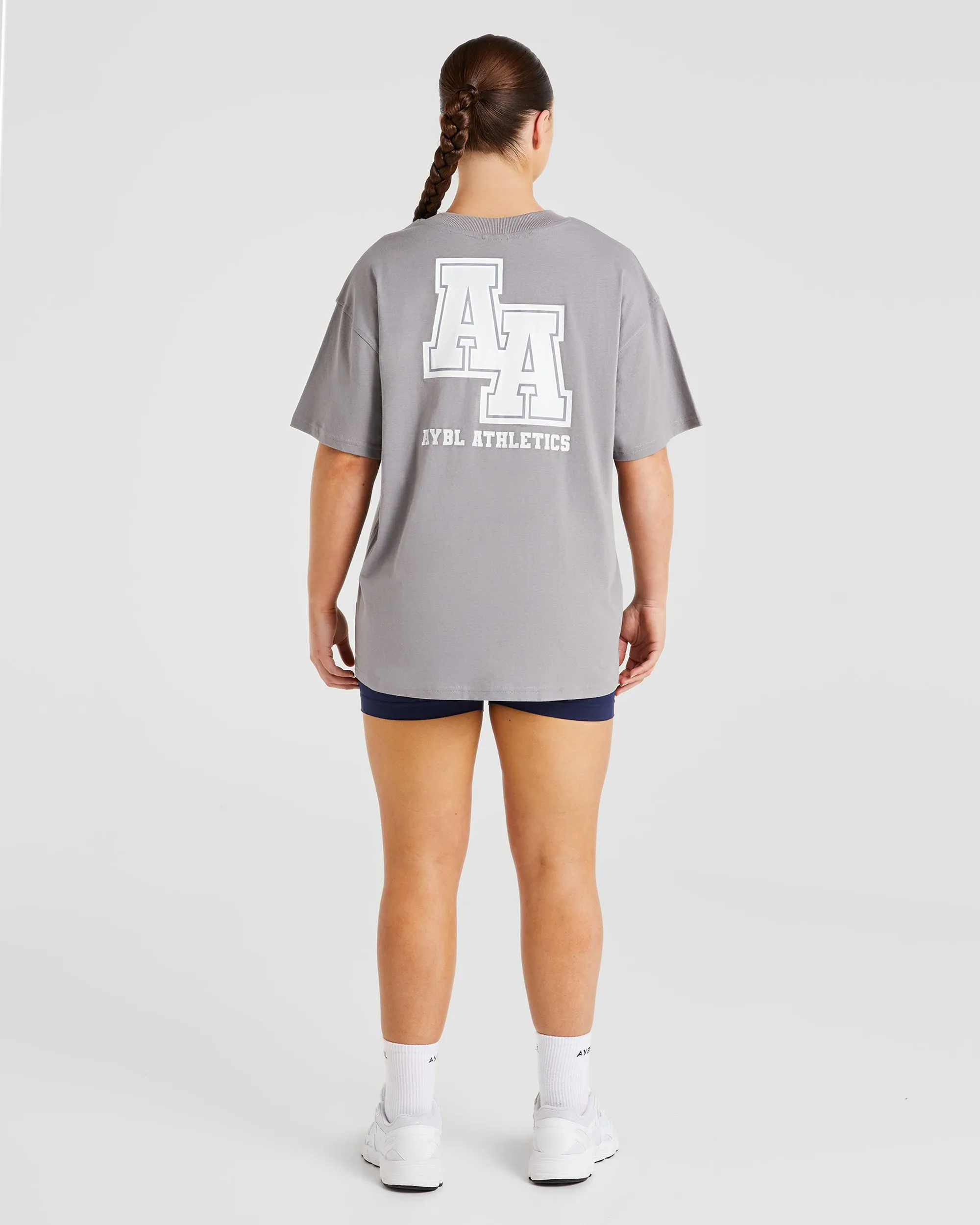 Athletics Slogan Oversized T Shirt - Grey