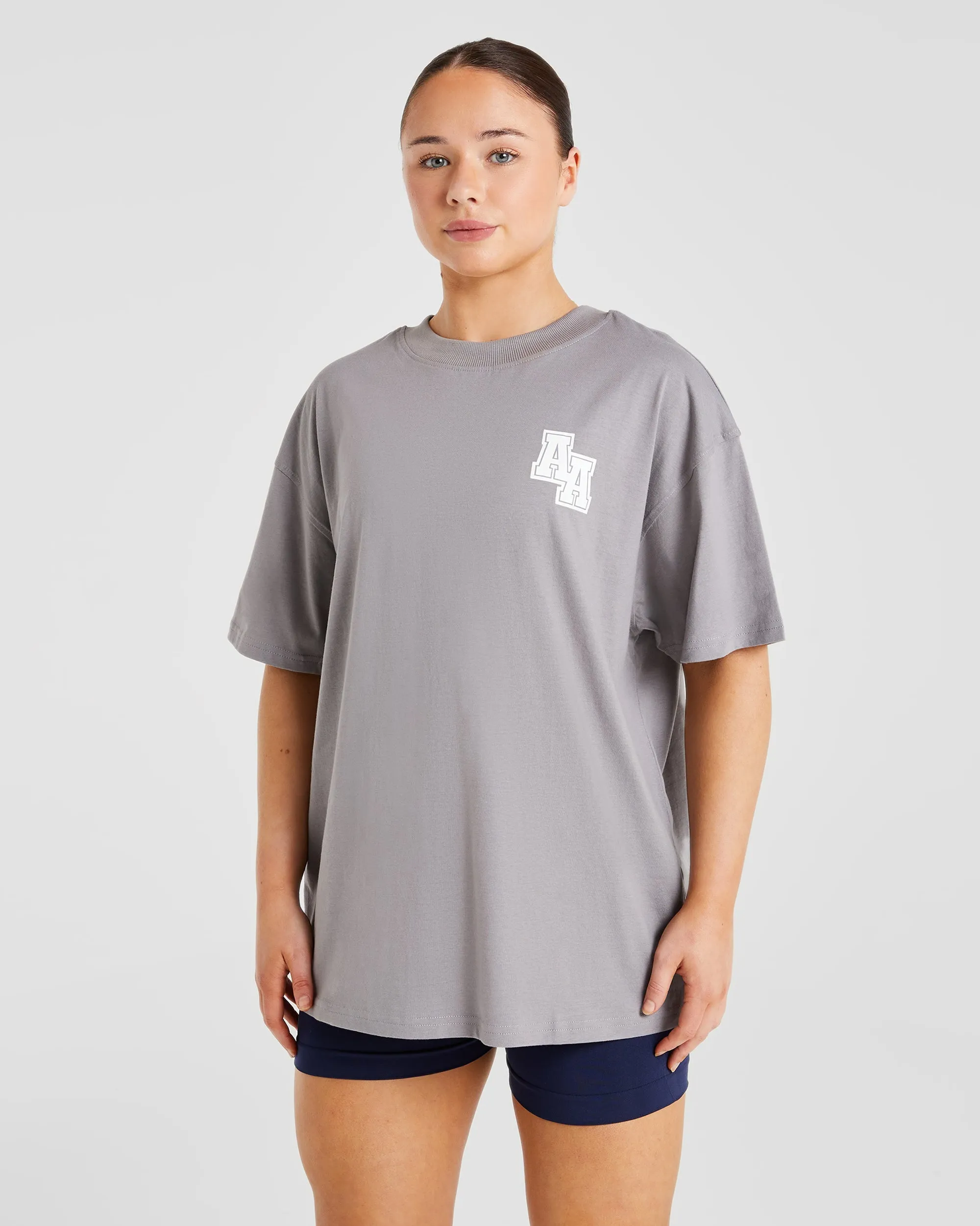 Athletics Slogan Oversized T Shirt - Grey