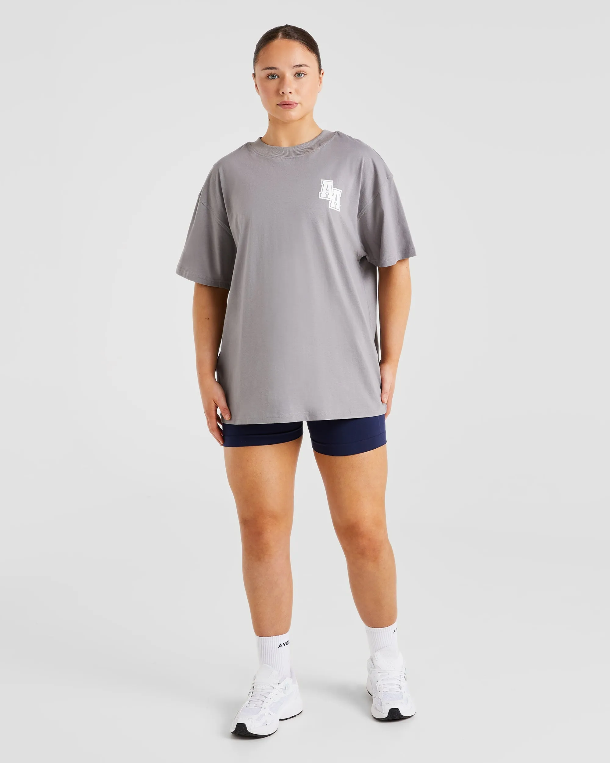 Athletics Slogan Oversized T Shirt - Grey