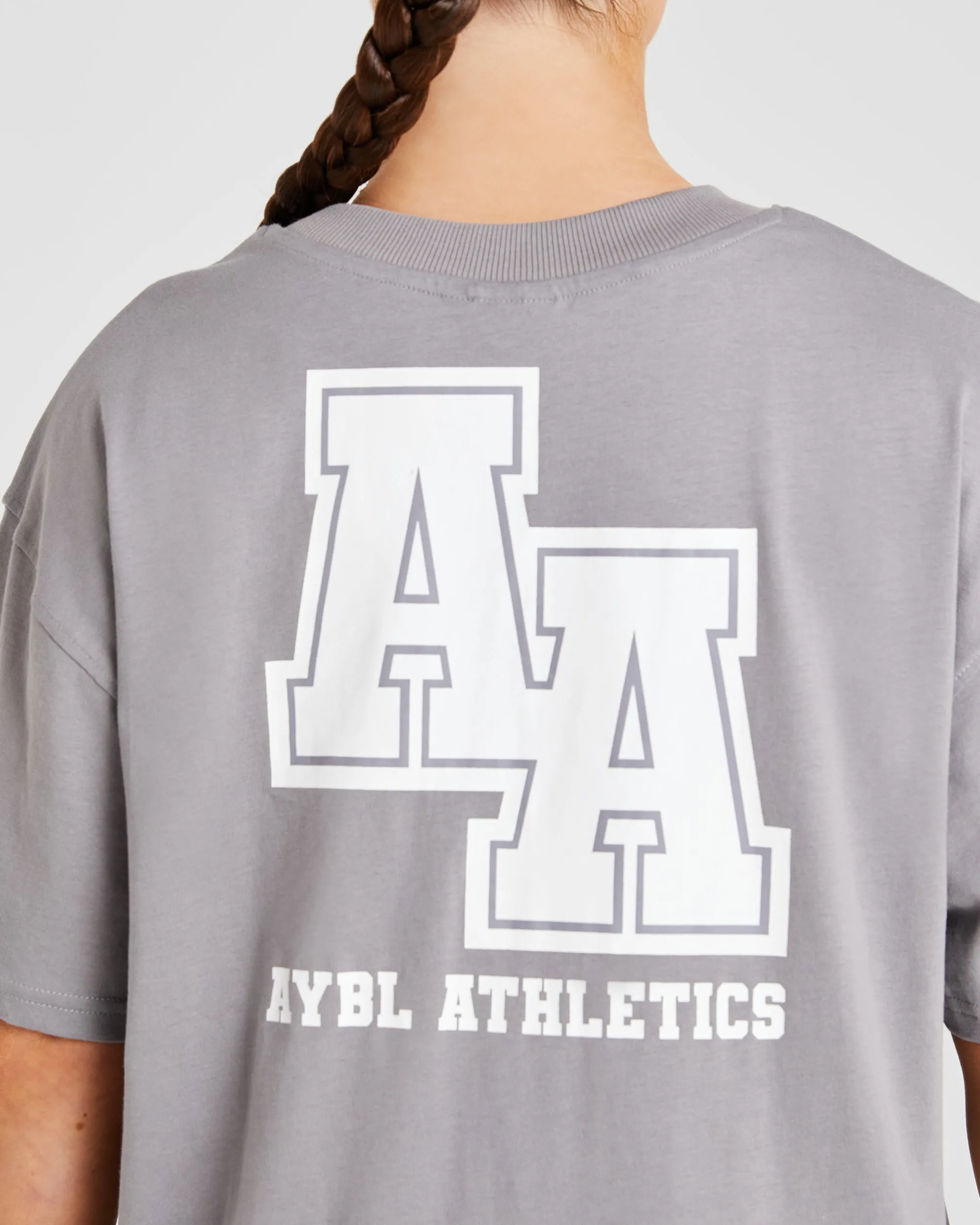 Athletics Slogan Oversized T Shirt - Grey