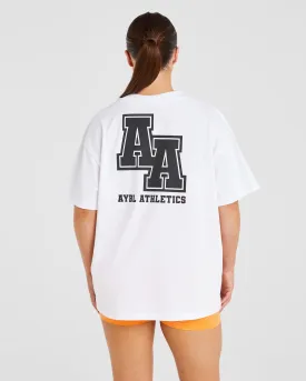 Athletics Slogan Oversized T Shirt - White