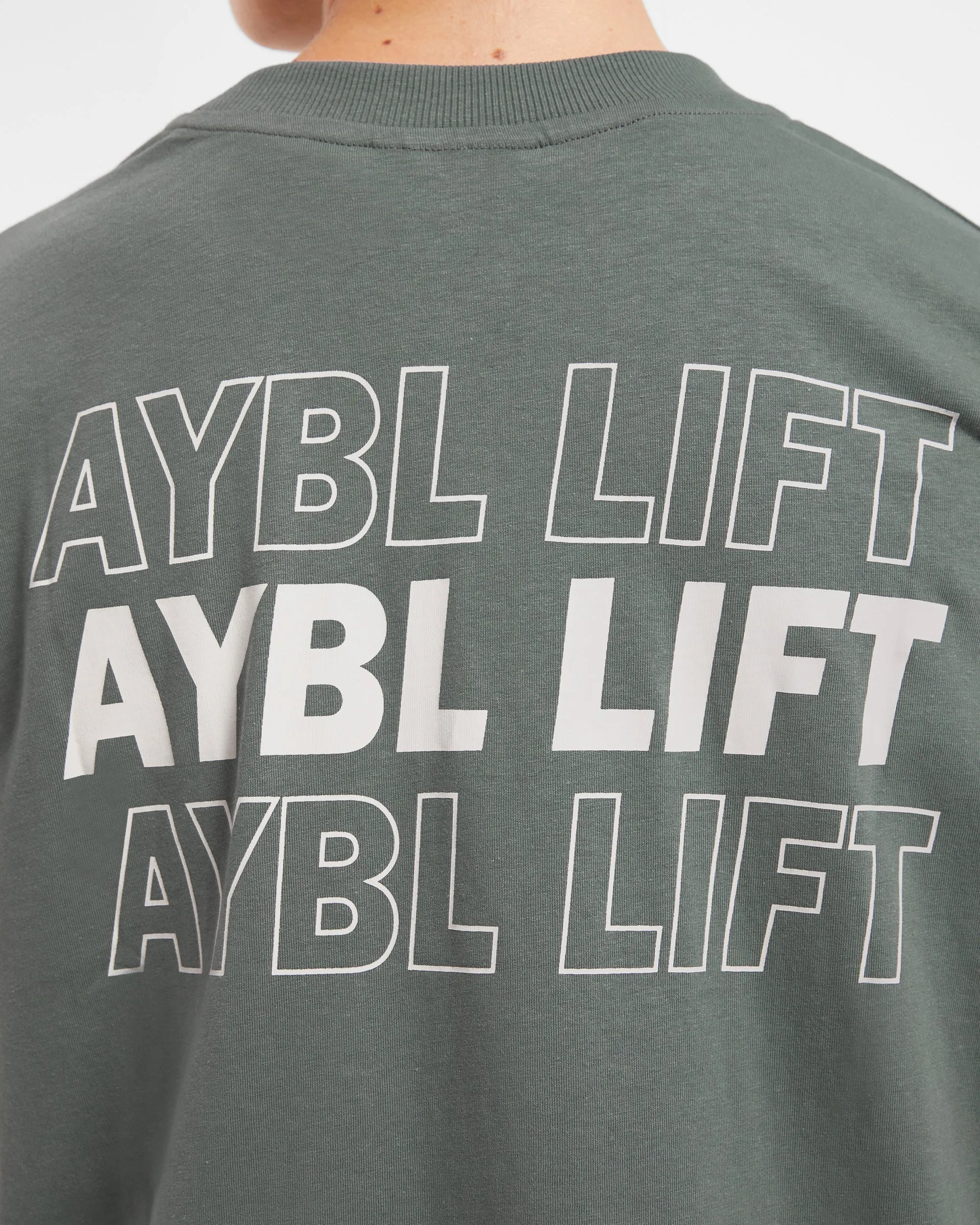 AYBL Lift Italic Oversized T Shirt - Green/Off White