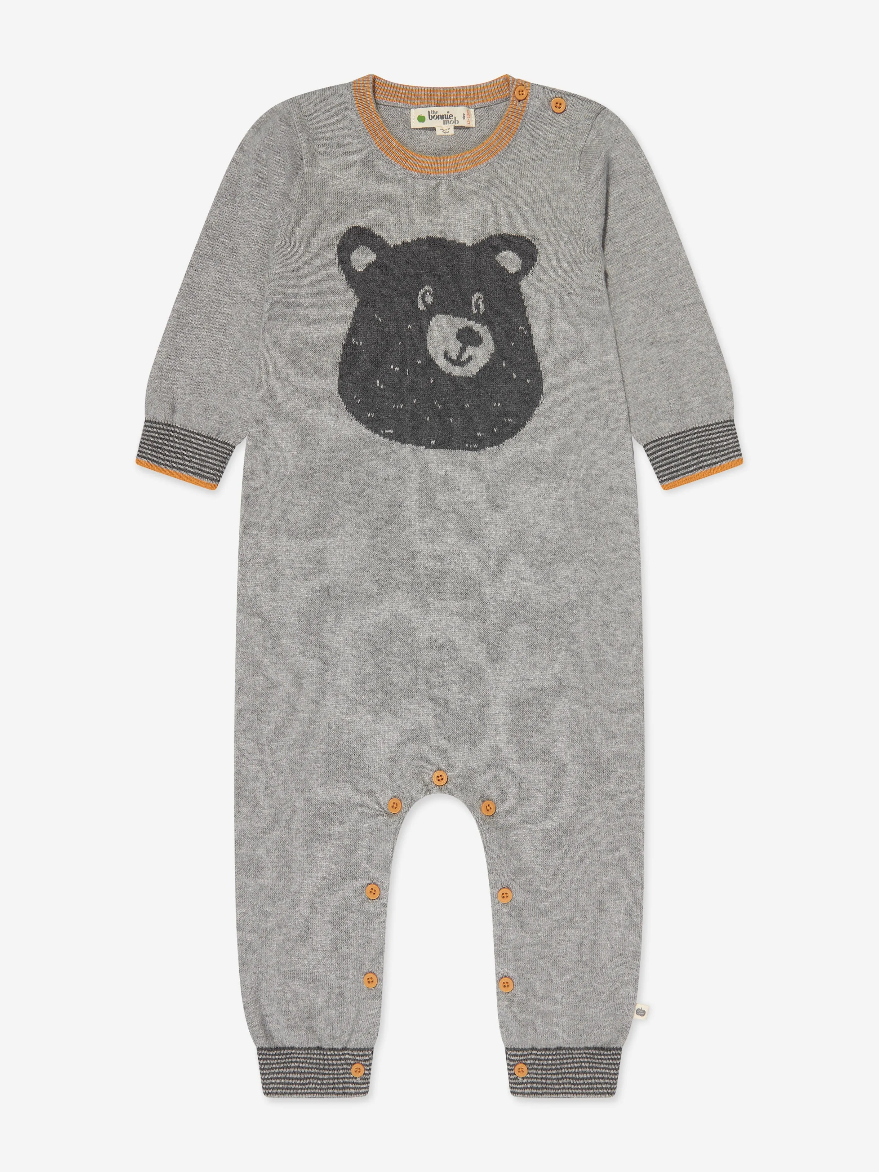 Baby Bear Cashmere Knit Romper in Grey