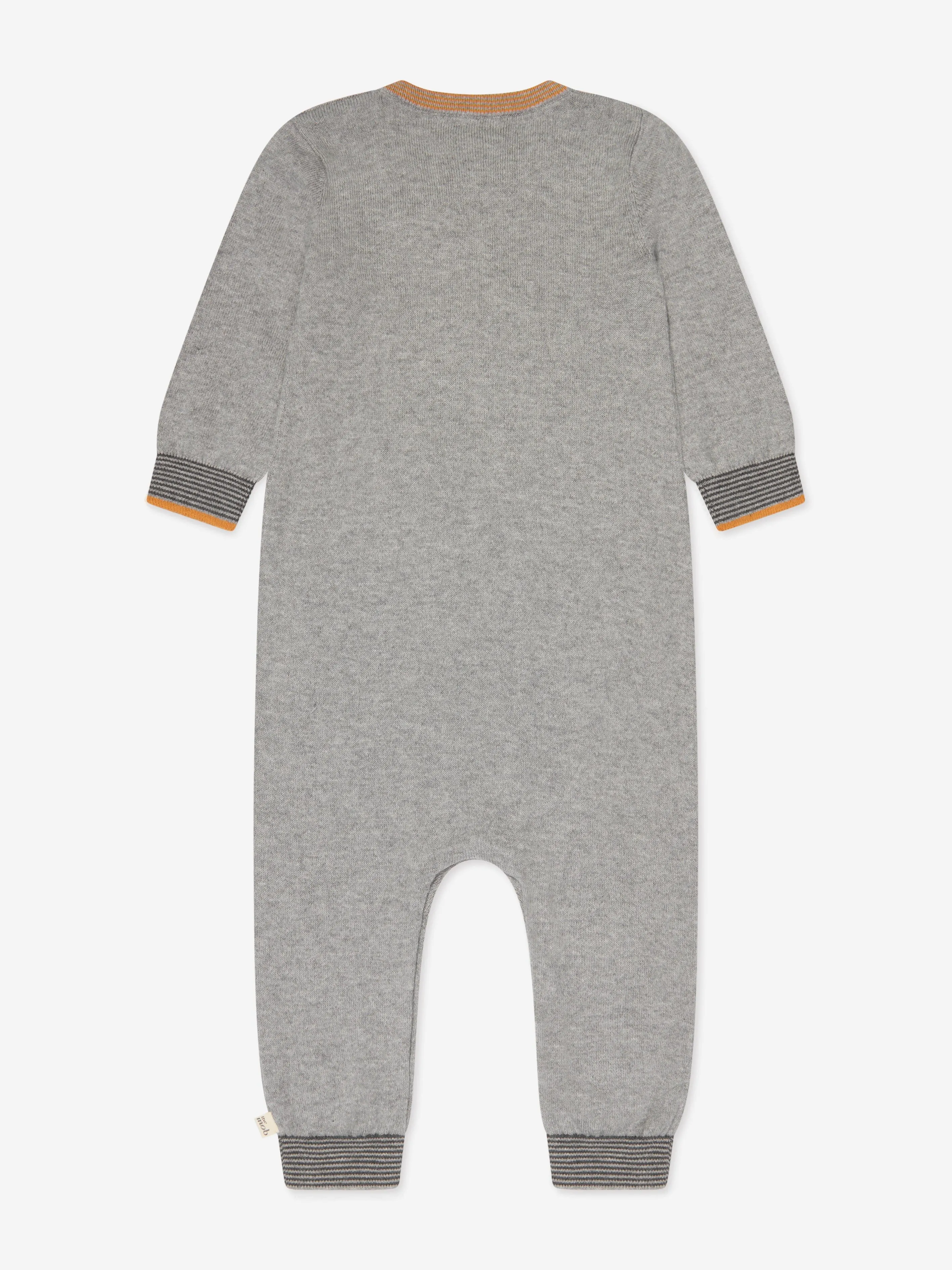 Baby Bear Cashmere Knit Romper in Grey