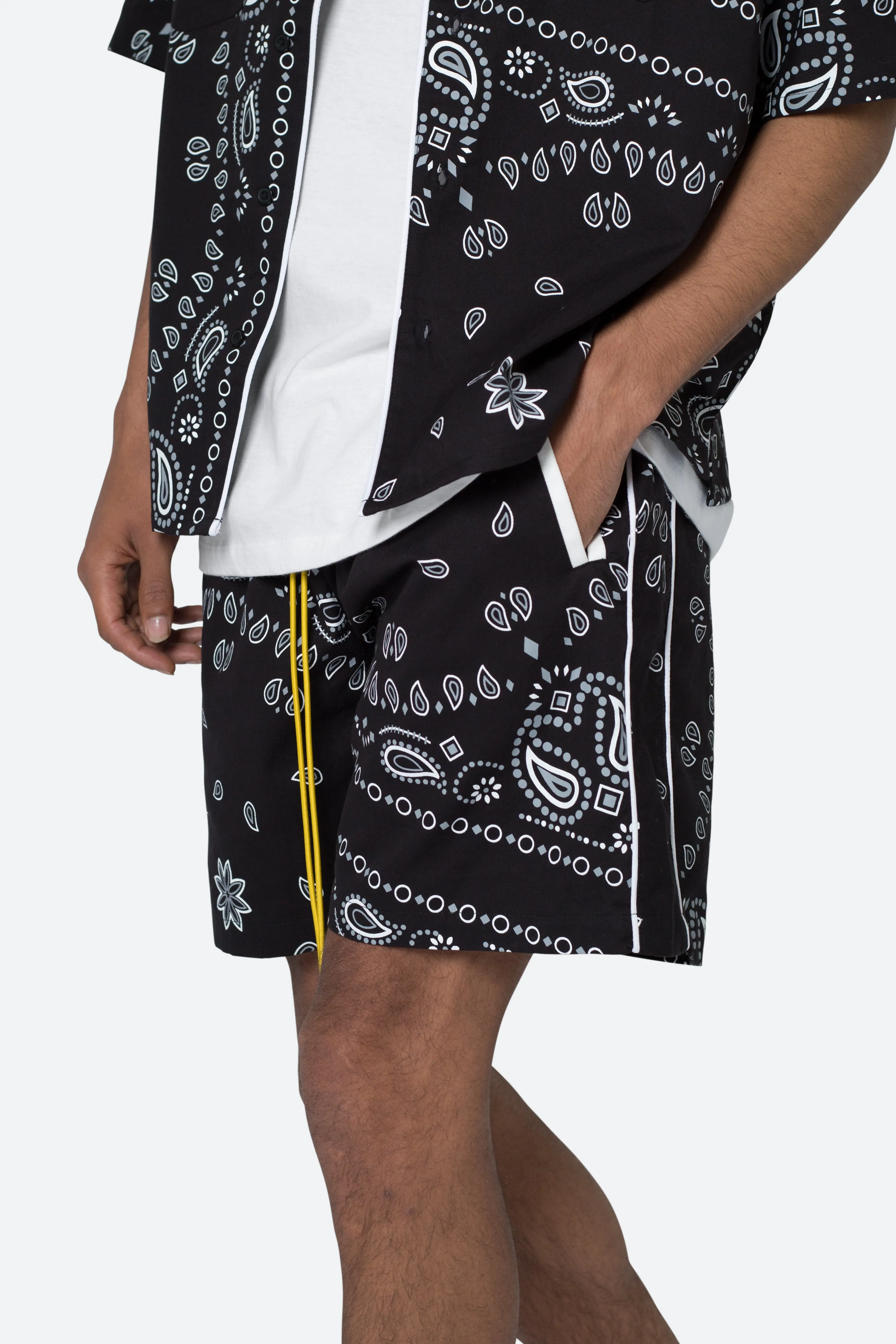 Bandana Paisley Shorts - Black