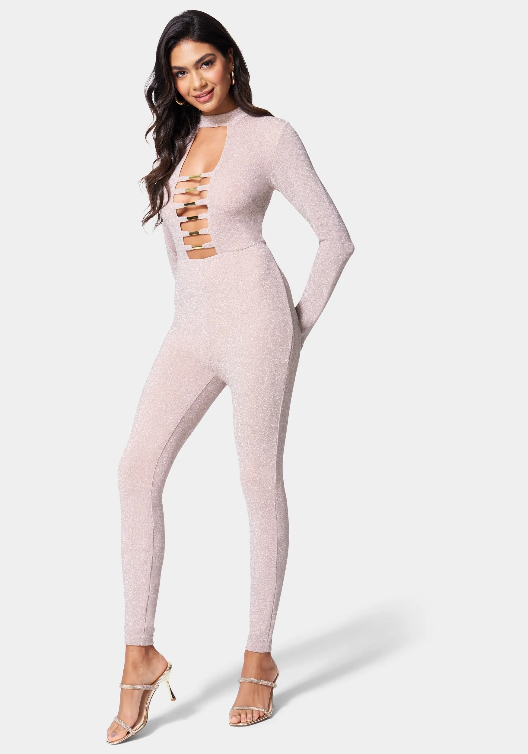 Sure! Here’s an optimized title for the e-commerce product:

Chic Bar Detail Jumpsuit with Elegant Structured Design - Perfect for Night Out or Special Occasions