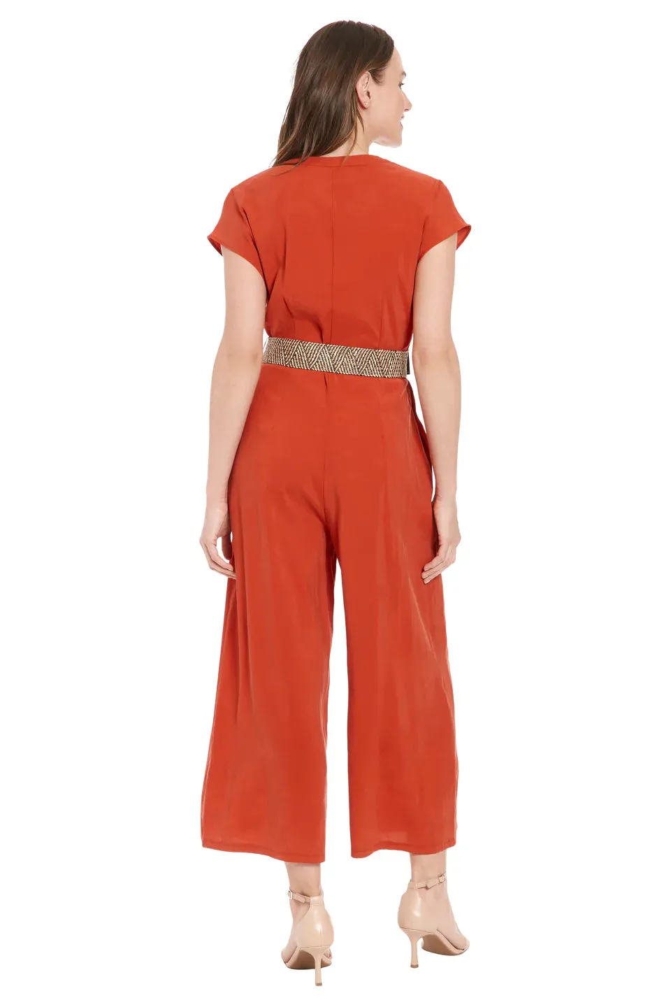 BELTED VNK ZIP FRONT JUMPSUIT