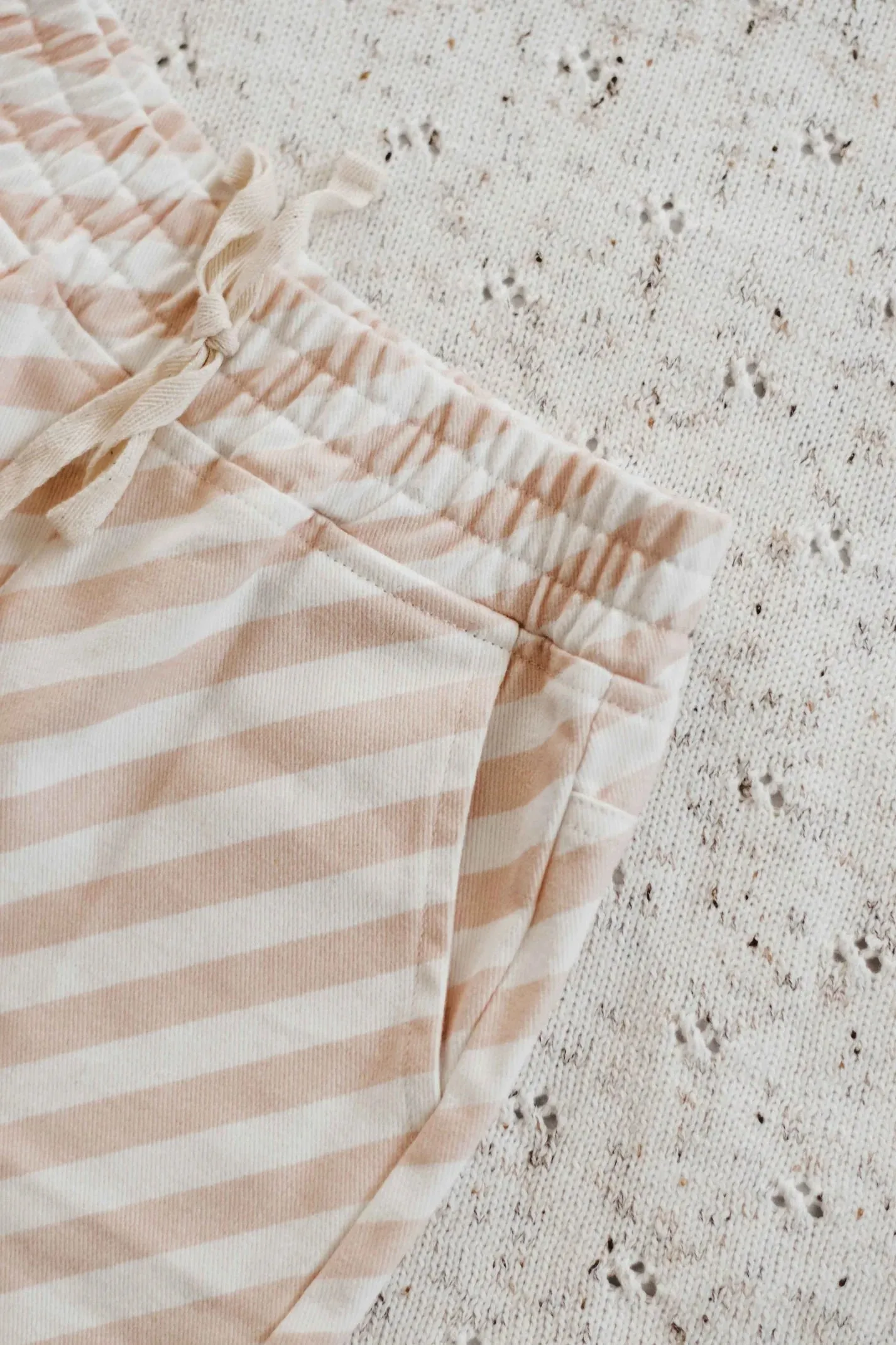 Bencer & Hazelnut Denim Shorts - Peach Stripes