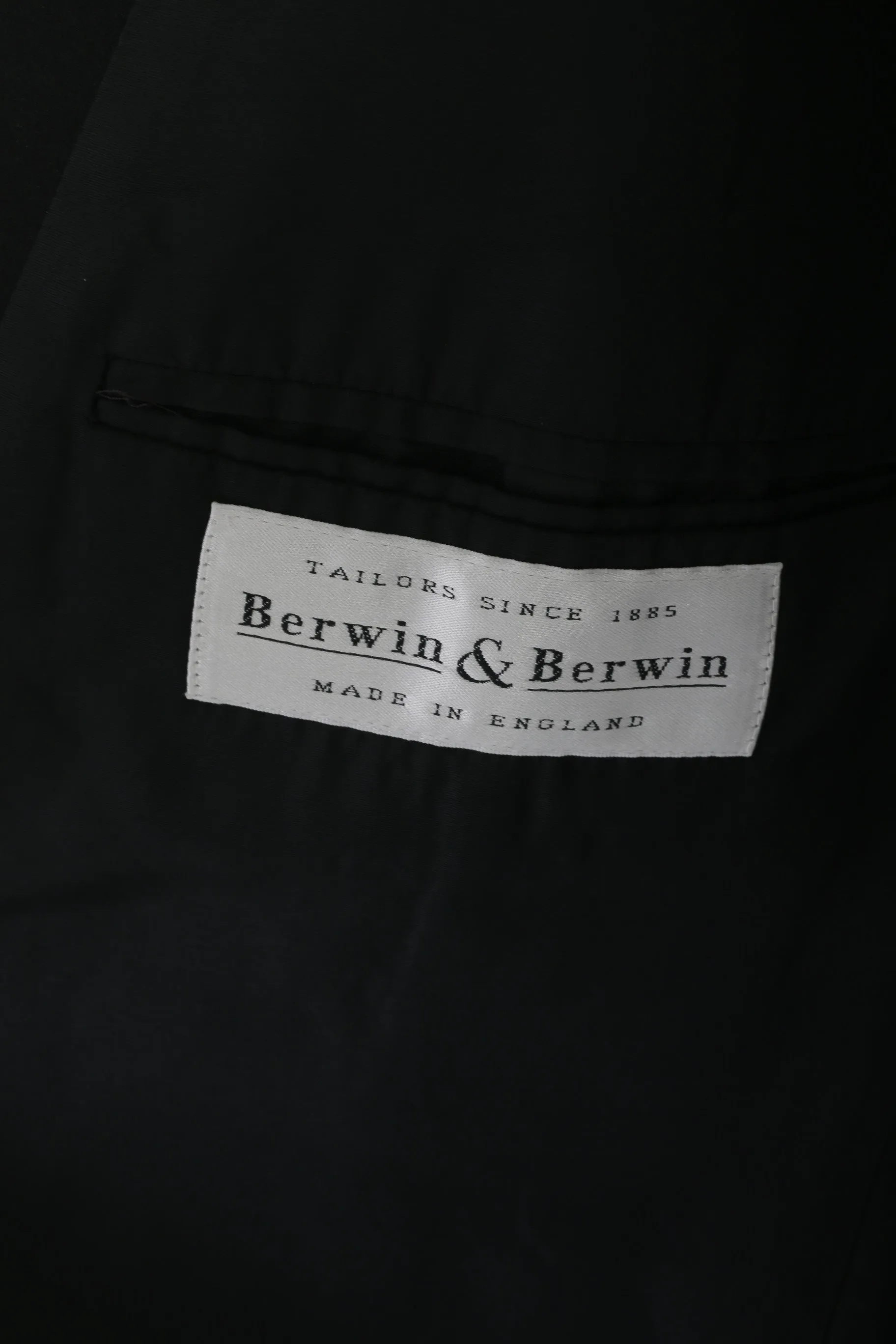 Berwin & Berwin Men 46 Blazer Black Pure Wool England Single Breasted Jacket