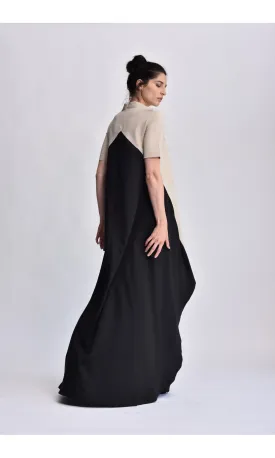 Bicolour Asymmetric Maxi Dress