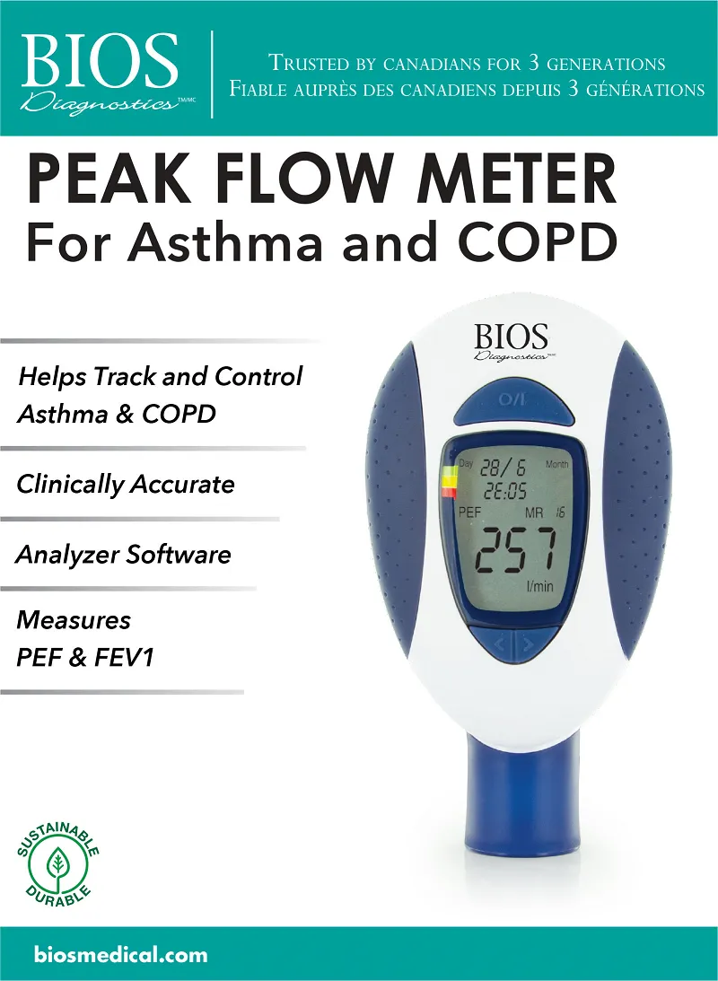 BIOS Diagnostics Peak Flow Meter for Asthma & COPD