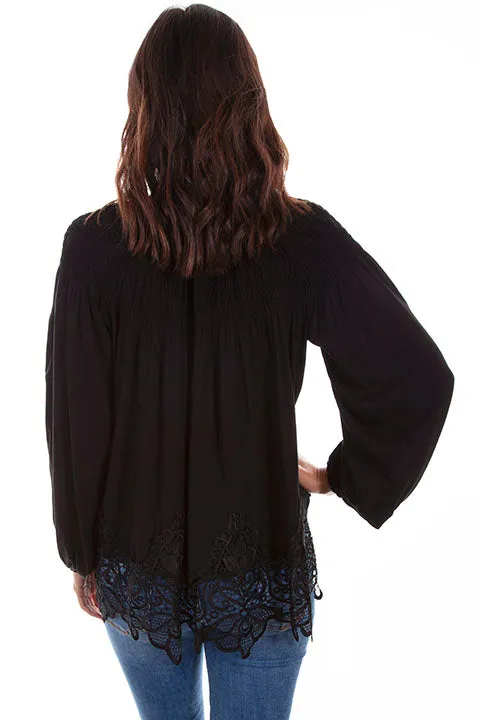 Black Lace Button Front Blouse Scully Bourbon Cowgirl