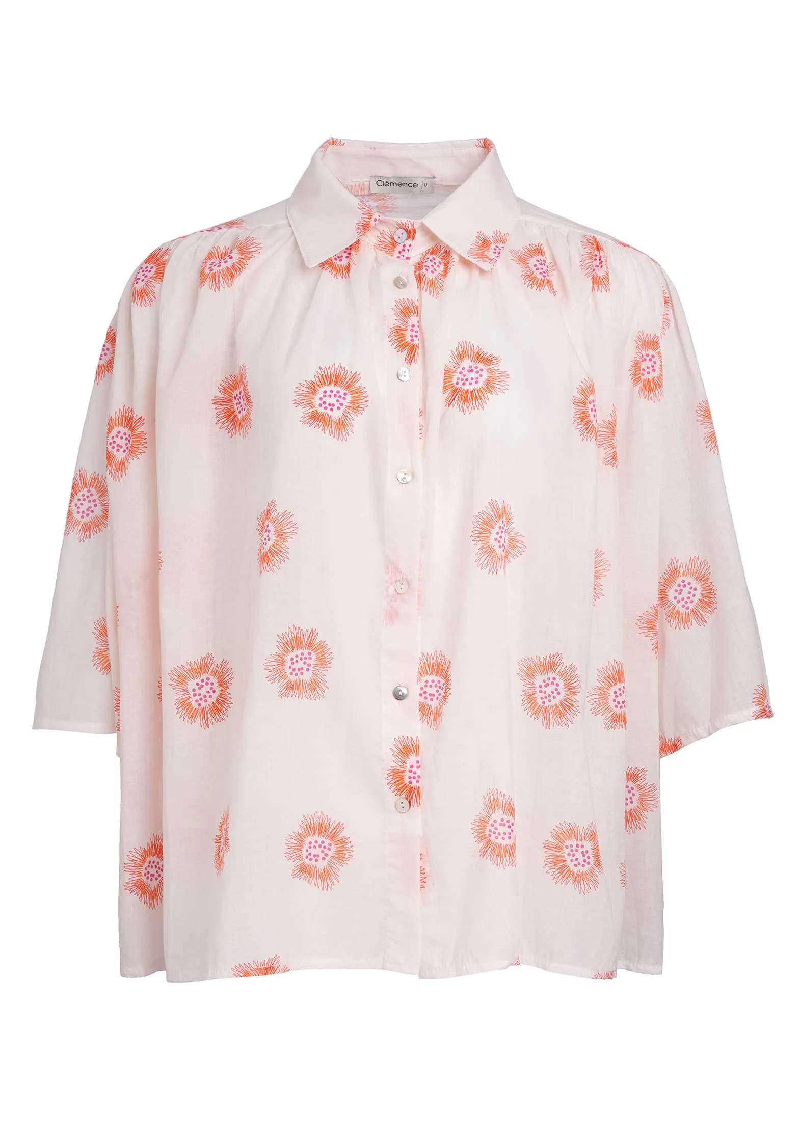 Blouse 13019 Print White-Flower