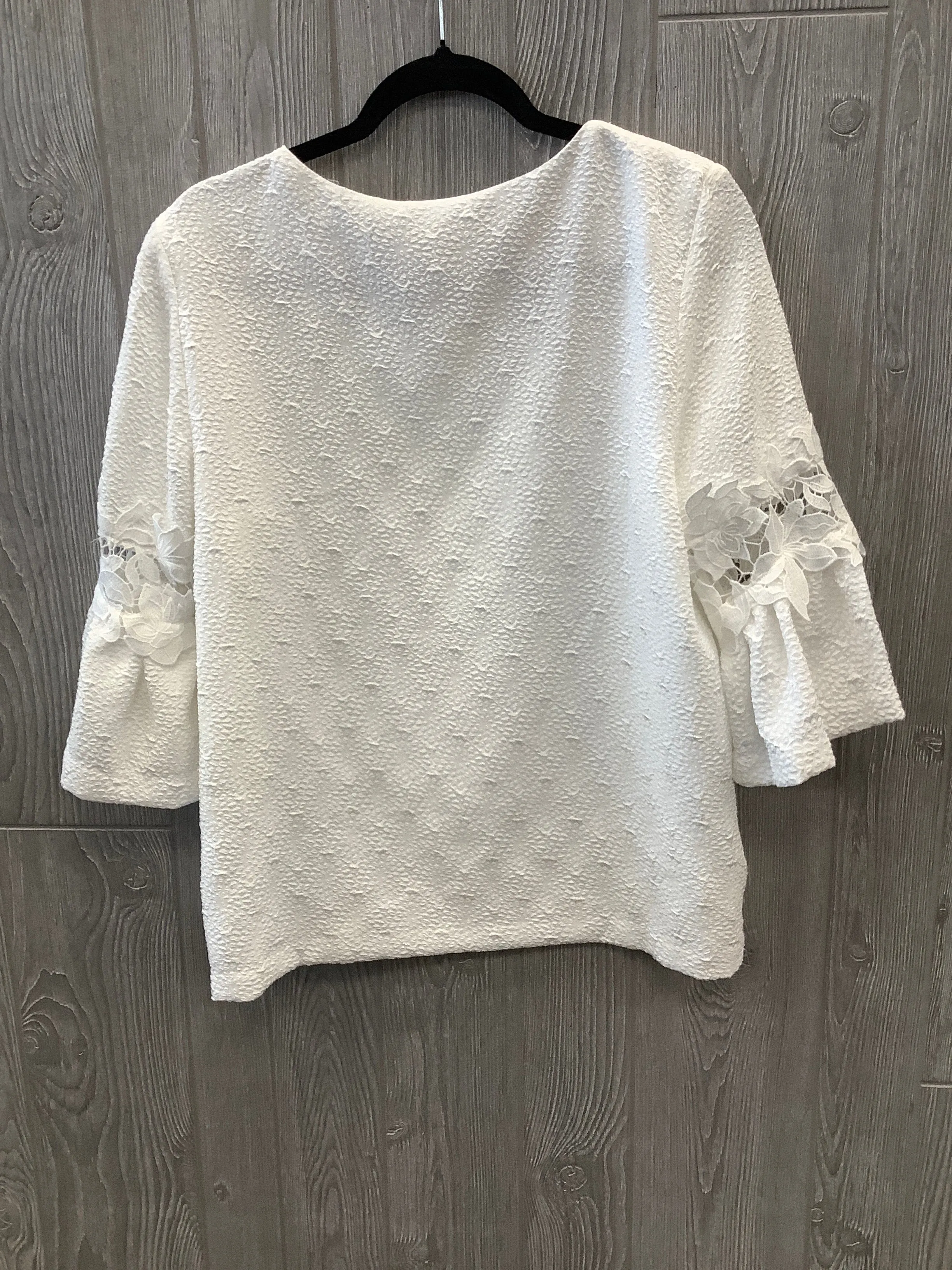 Blouse Long Sleeve By Calvin Klein In White, Size: L