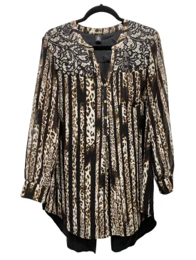 Blouse Long Sleeve By Chicos In Animal Print, Size: L