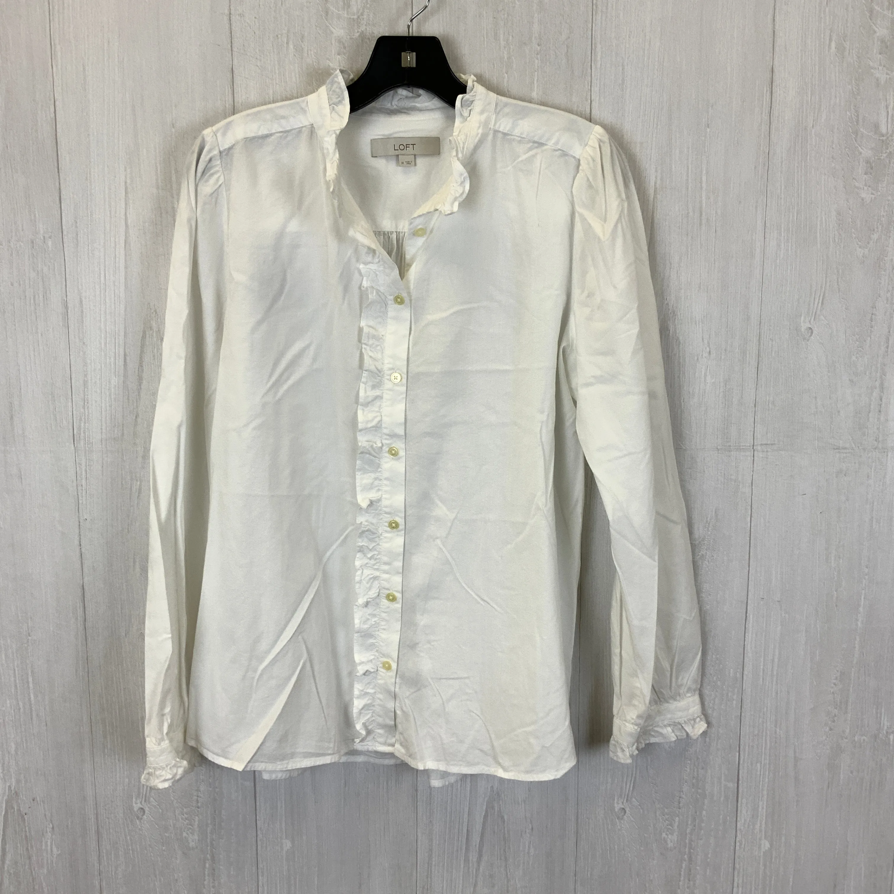 Blouse Long Sleeve By Loft In White, Size: M