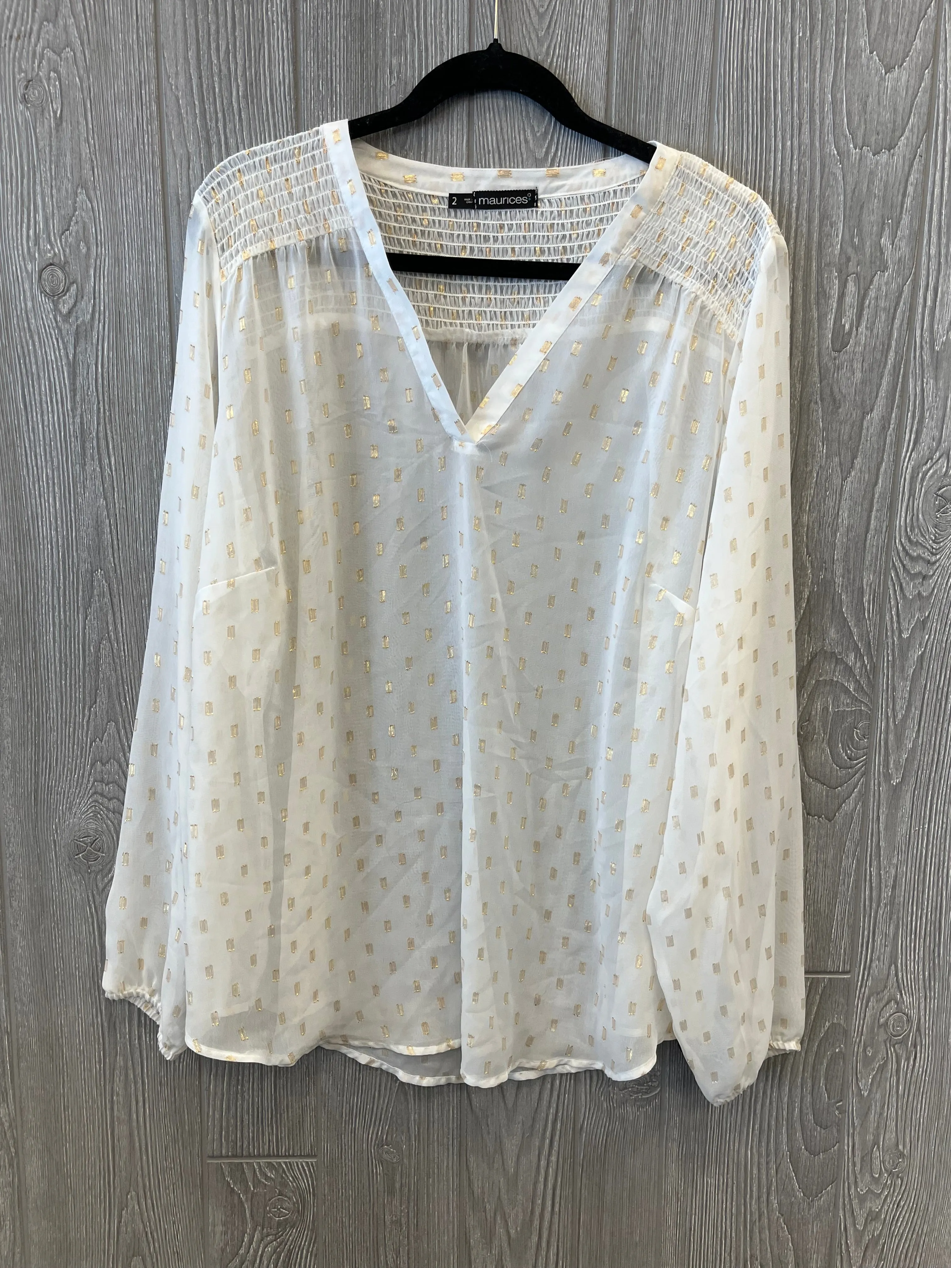 Blouse Long Sleeve By Maurices In White, Size: 2x