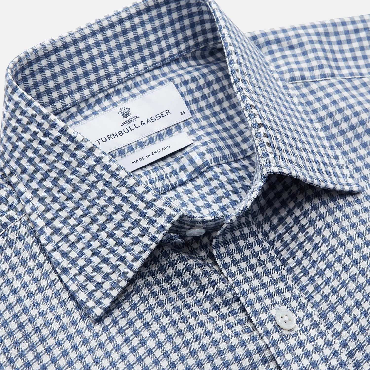 Blue Gingham Check Cotton Melange Regular Fit Mayfair Shirt