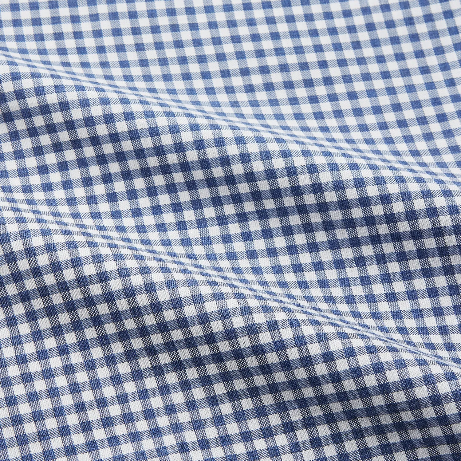 Blue Gingham Check Cotton Melange Regular Fit Mayfair Shirt