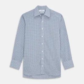 Blue Gingham Check Cotton Melange Regular Fit Mayfair Shirt