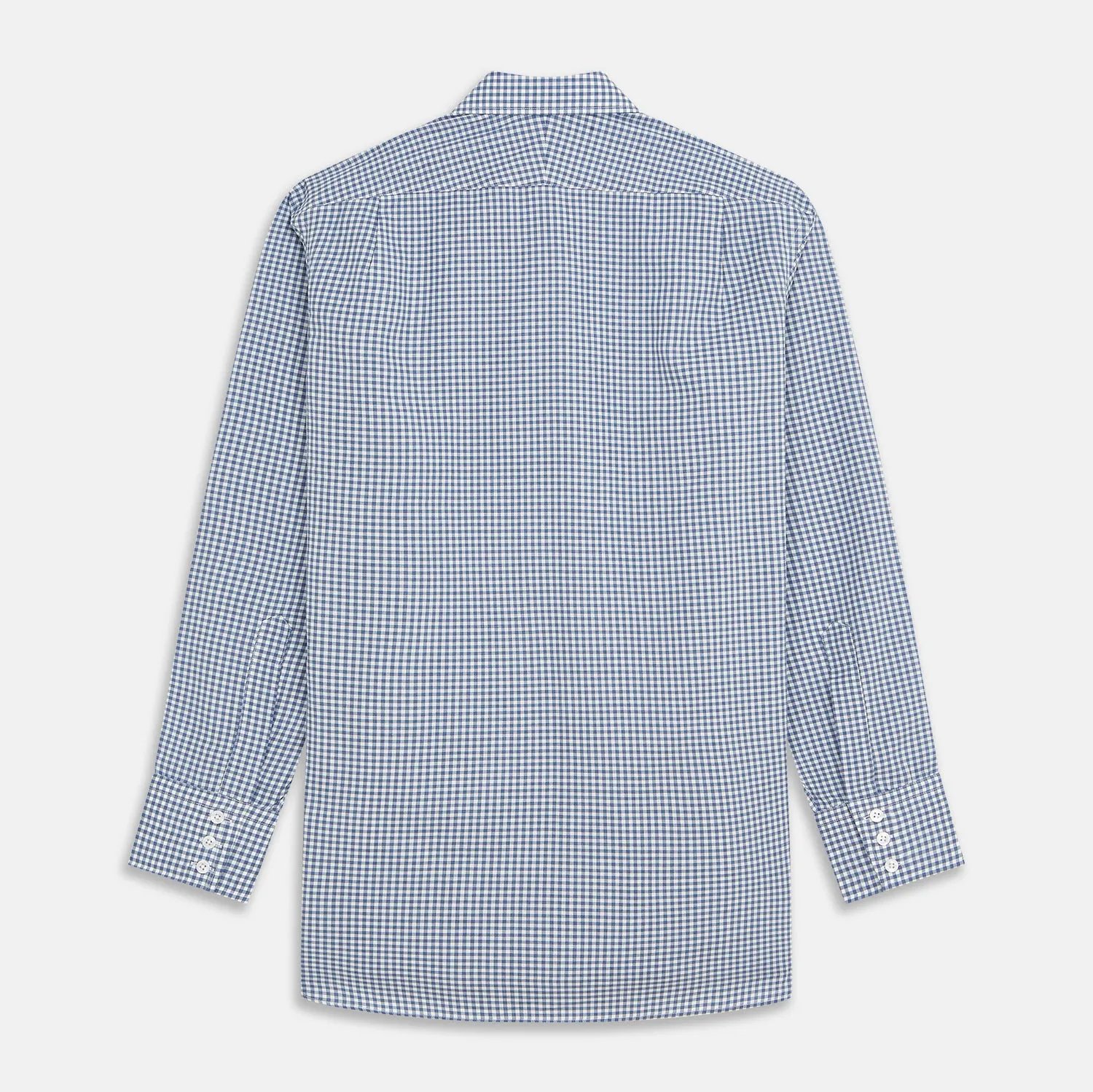 Blue Gingham Check Cotton Melange Regular Fit Mayfair Shirt