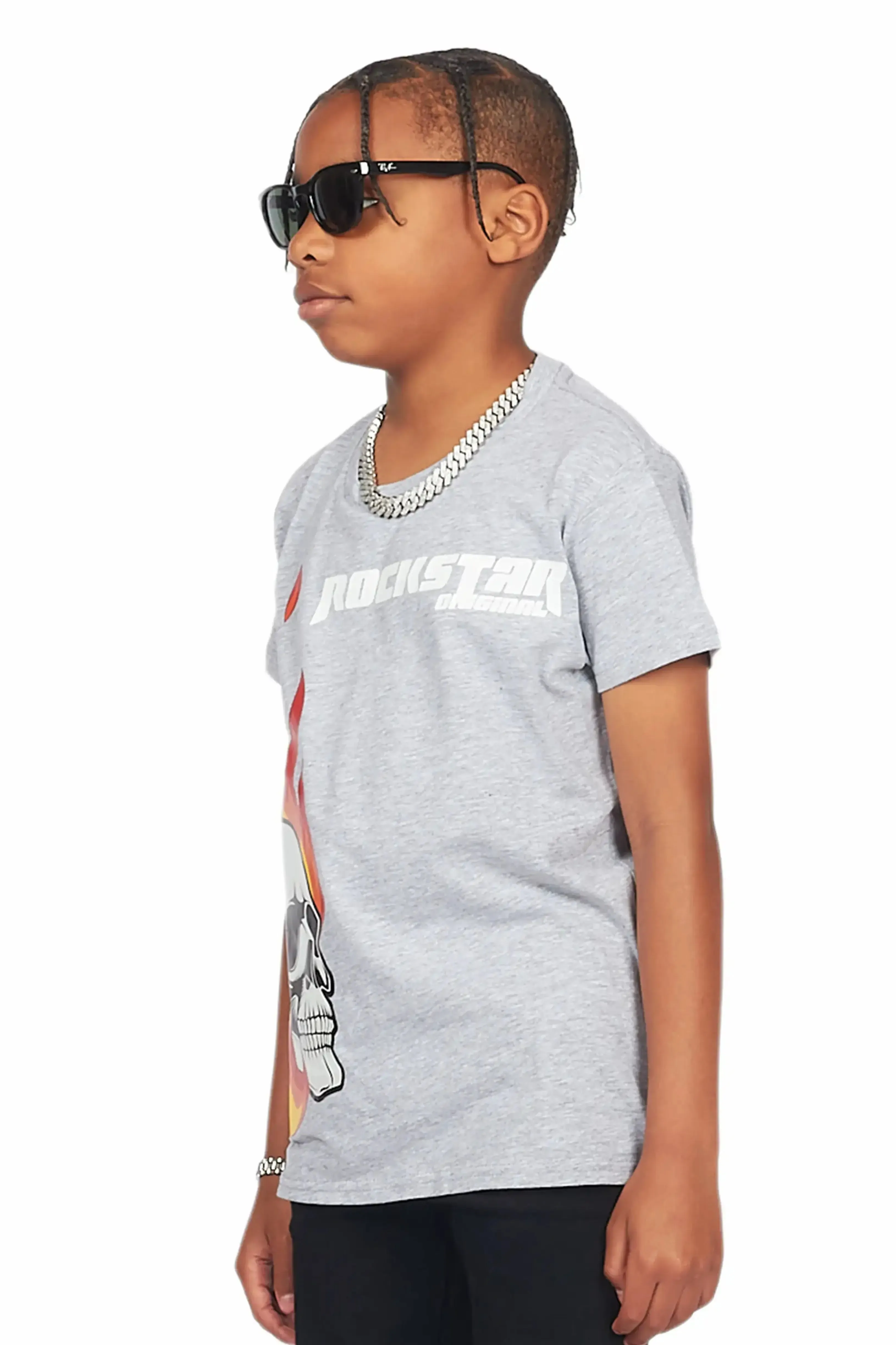 Boys Magnus Heather Grey Graphic T-Shirt