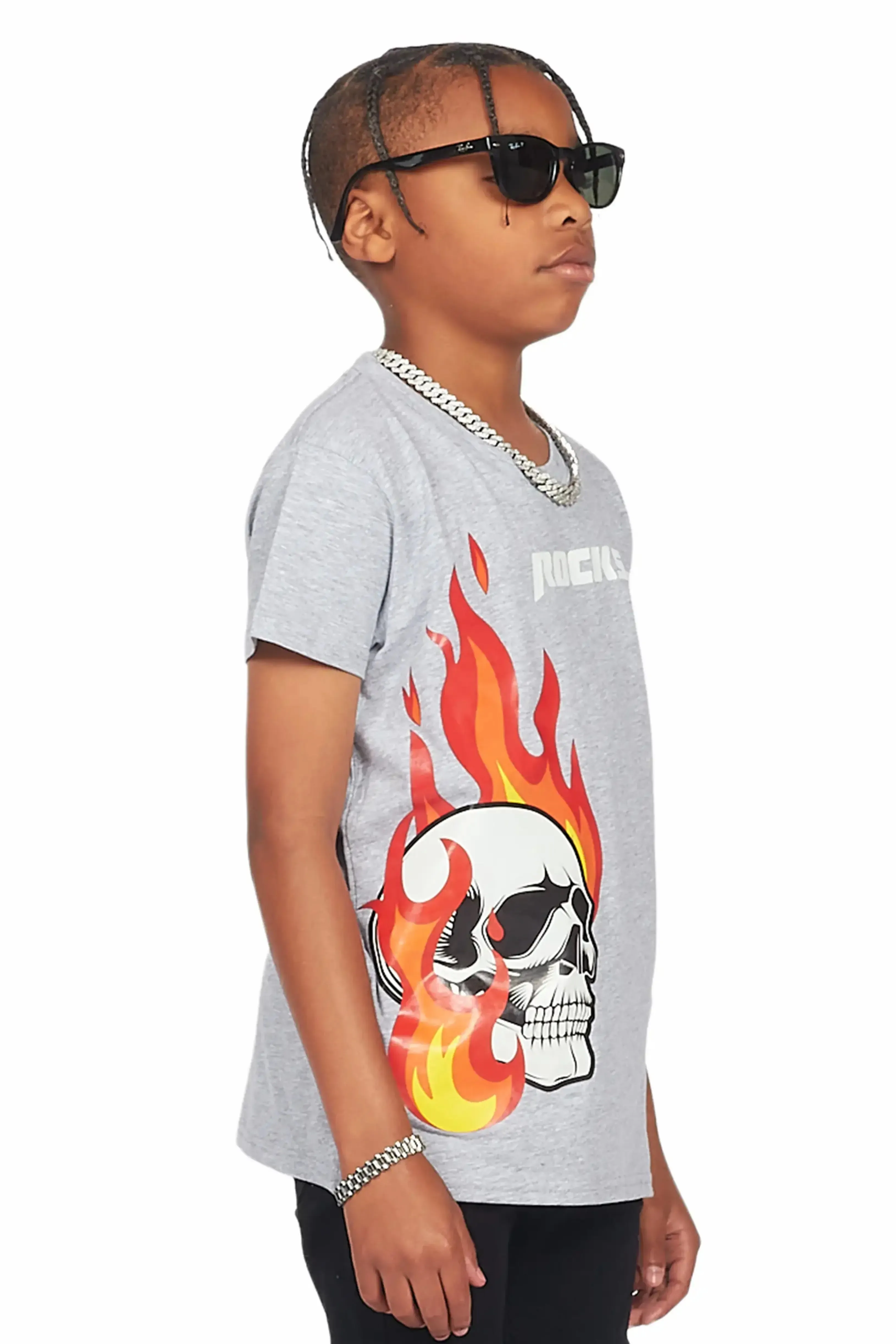 Boys Magnus Heather Grey Graphic T-Shirt