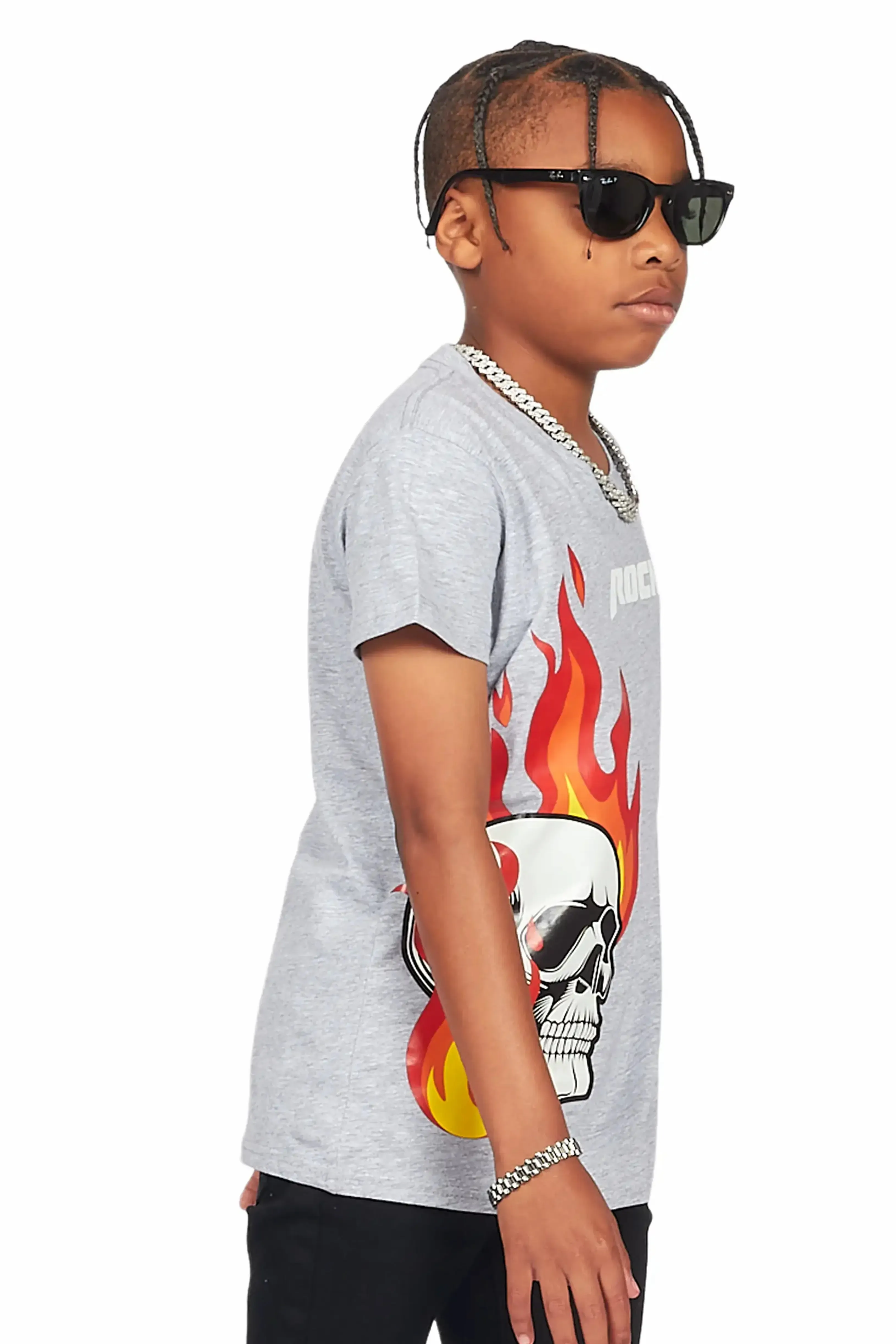 Boys Magnus Heather Grey Graphic T-Shirt