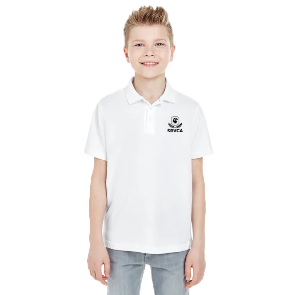 Boys White Polo SRVCA Performance Uniform Approved