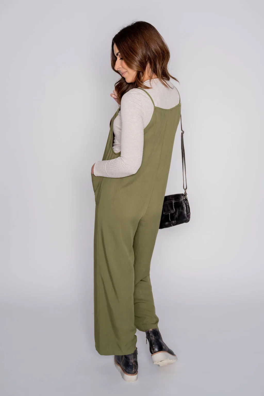 Button Front Tie Strap Jumpsuit