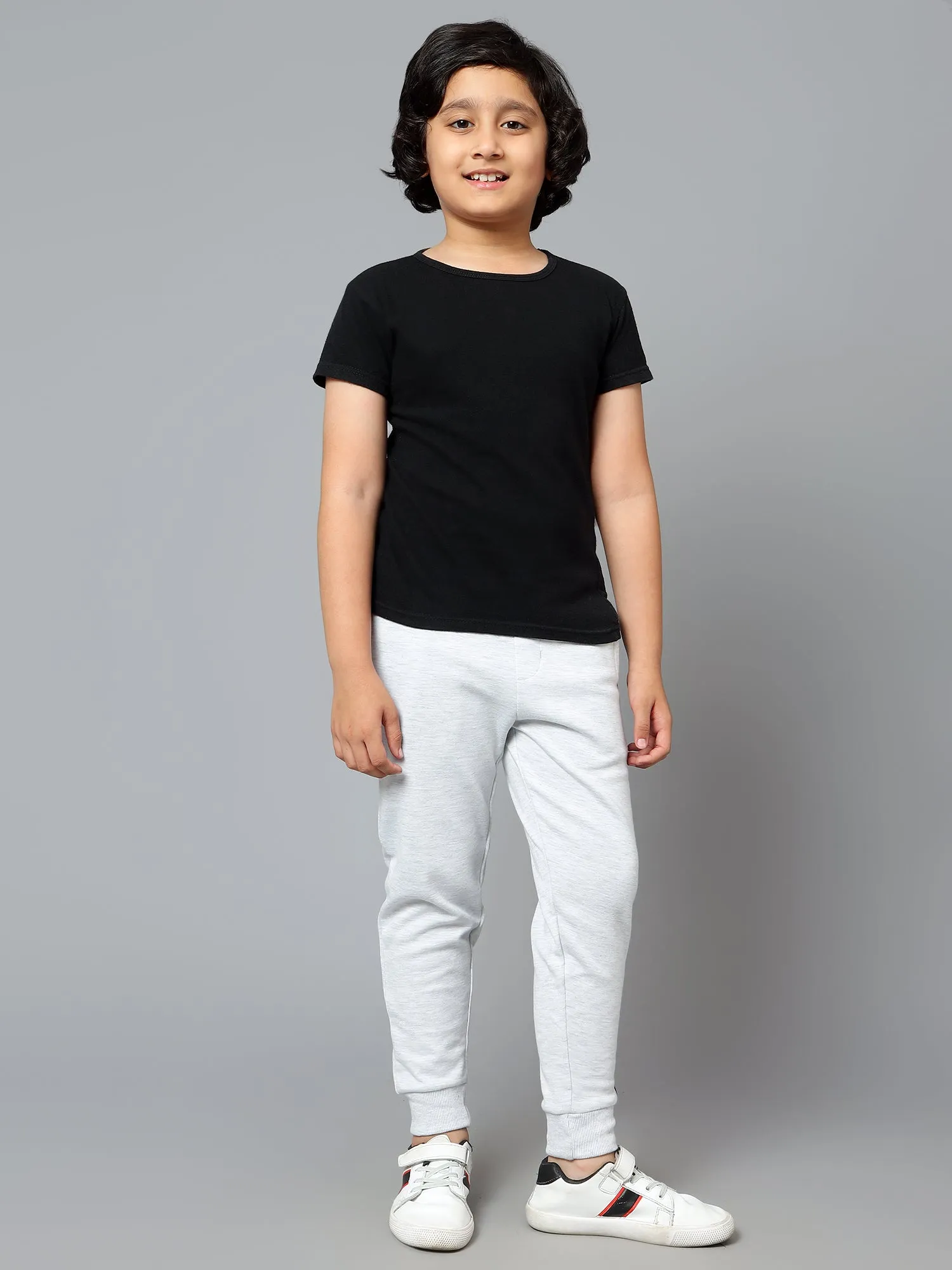 Cantabil Boy's Grey Solid Ankle Length Track Pant