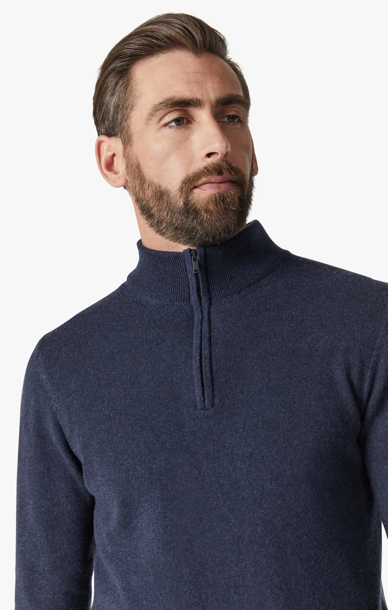 Cashmere Quarter Zip Sweater In Navy