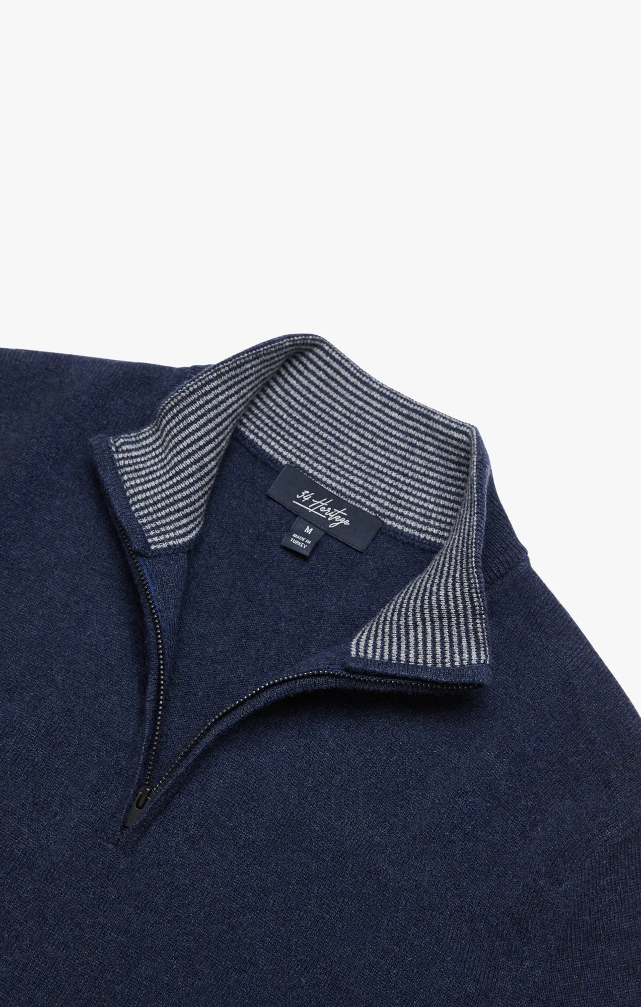 Cashmere Quarter Zip Sweater In Navy