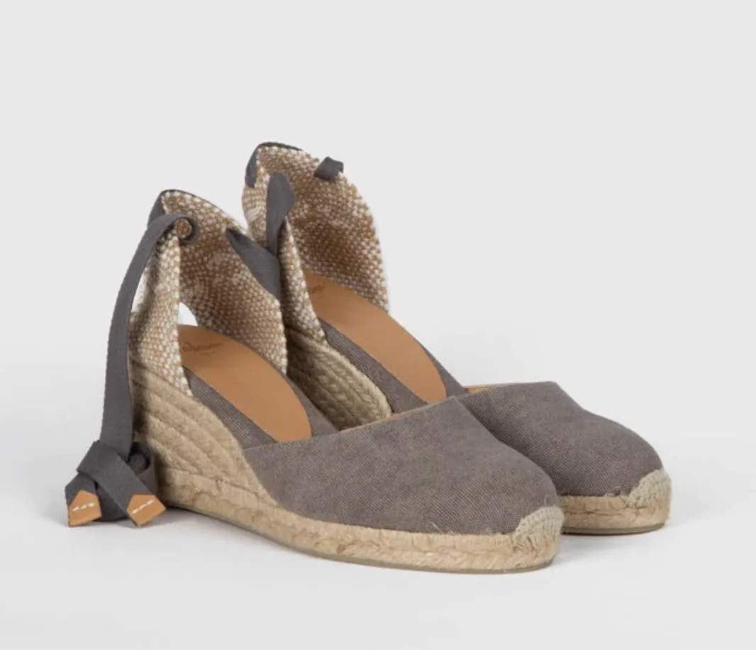 Castaner Carina 6 Plomo Grey Canvas Wedge Espadrilles