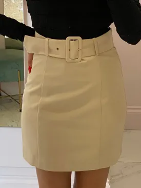 Claris Cream Belted Skirt